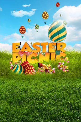 Easter Picnic Green Grass Photo Shoot Backdrop GE-059