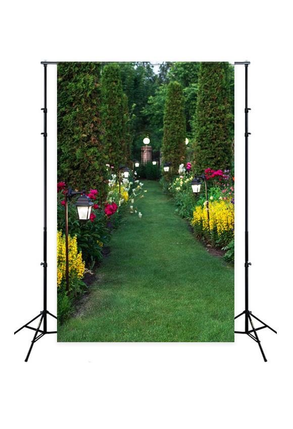 Green Tree Plants Red Flower Photo Backdrop J05489