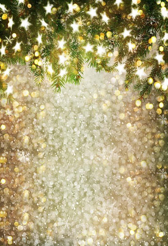 Bokeh Christams Tree Snowflake Stars Backdrop for Studio S-3180