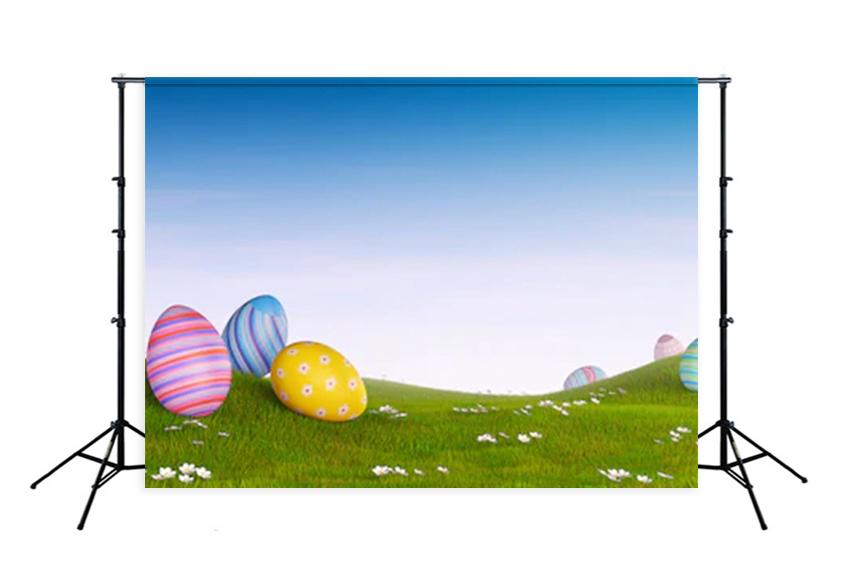 Easter Eggs Green Grass Photo Booth Backdrop SH093