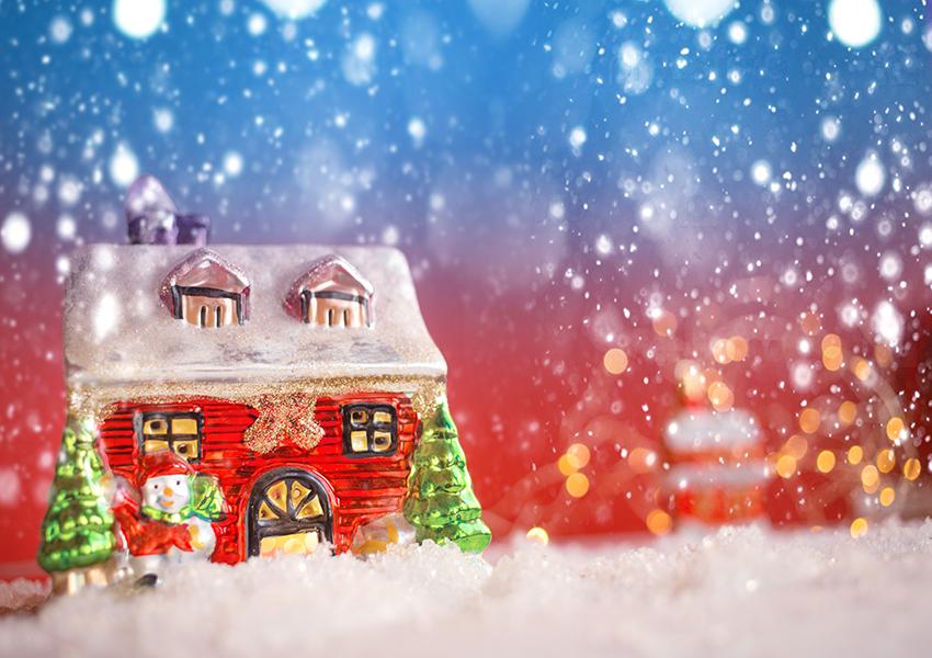 Christmas Gingerbread House Snowflake Bokeh Backdrop for Photography