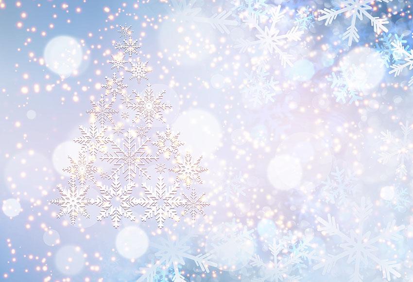 Bokeh Snowflake  Winter Glittering  Photo Booth Backdrop LV-1030