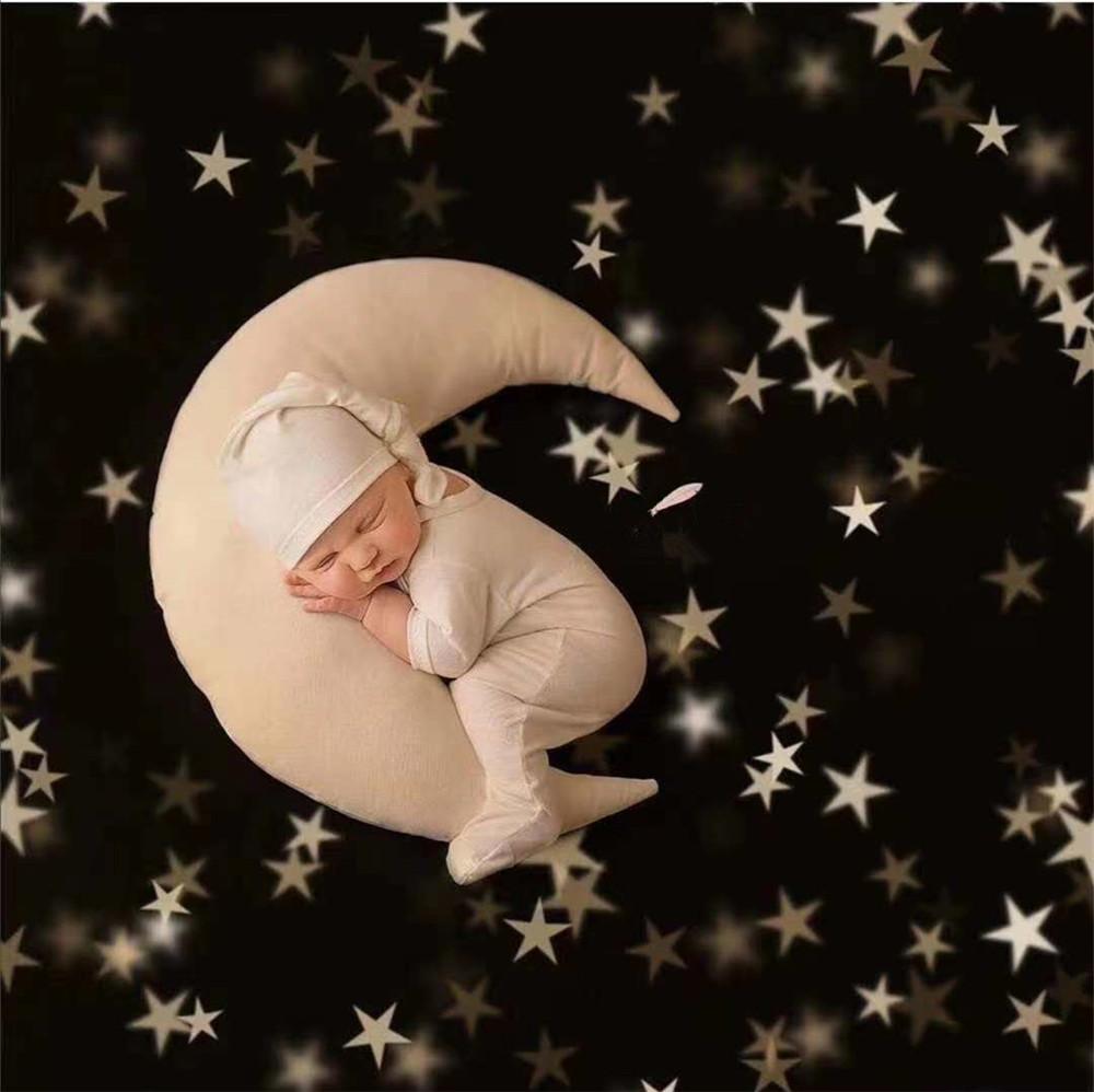 1+4pcs Neugeborenes Baby Fotografie Prop Hintergrund Crescent Moon Star Plüsch Kissen Set