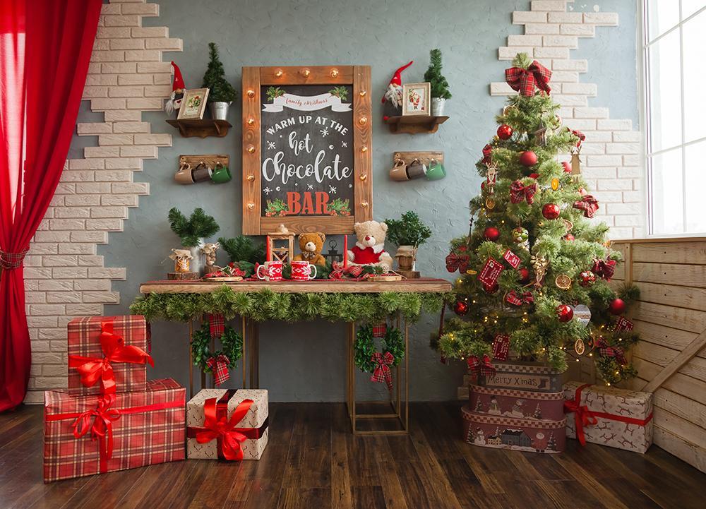 CHot Chocolate Bar Christmas Photography Backdrops DBD-H19182